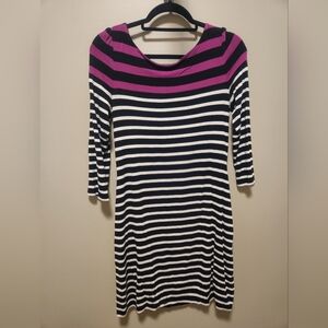 White House Black Market Striped Shift Dress Size Small Black White Pink Striped